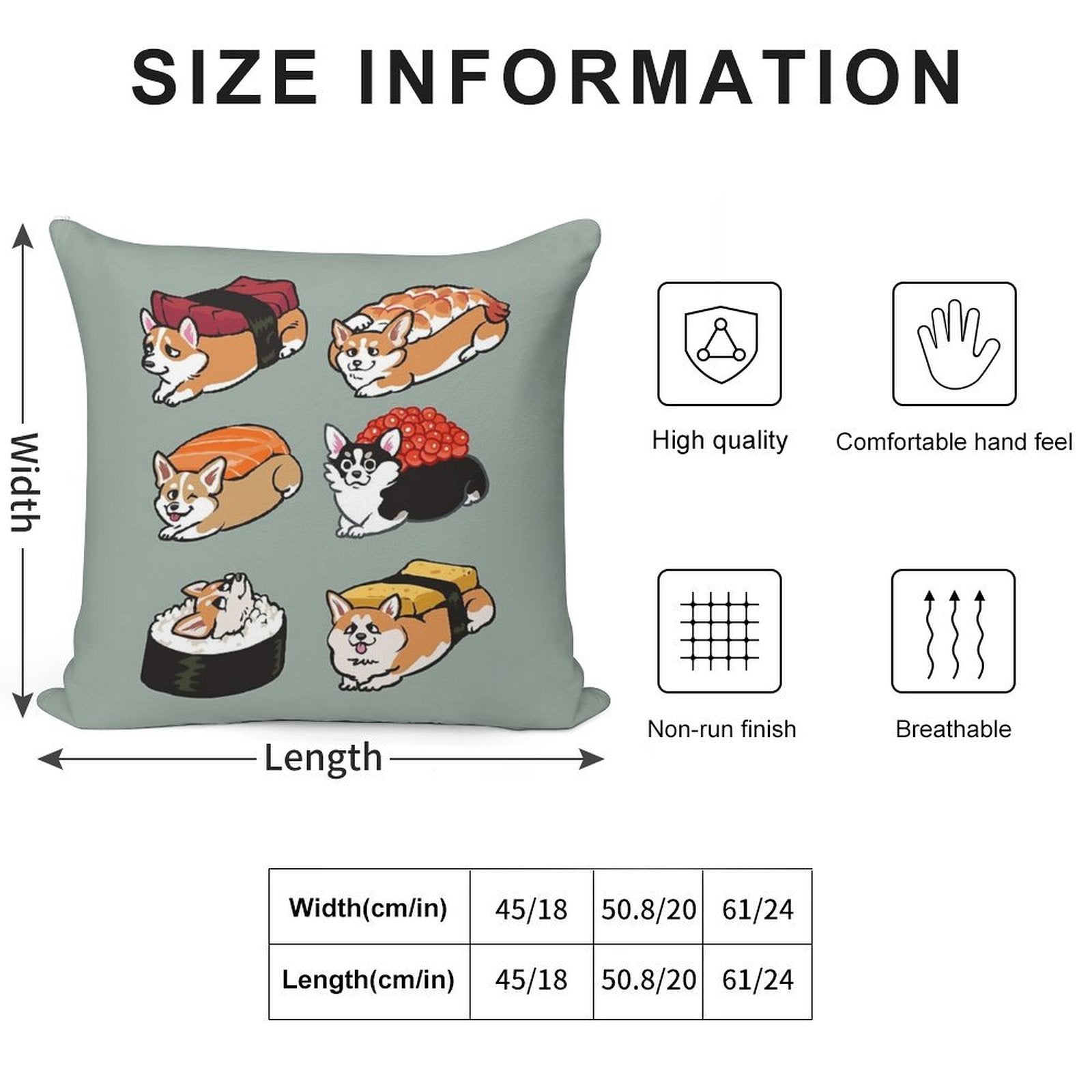 Sushi Corgi Soft Warmth Comfort Throw Pillow