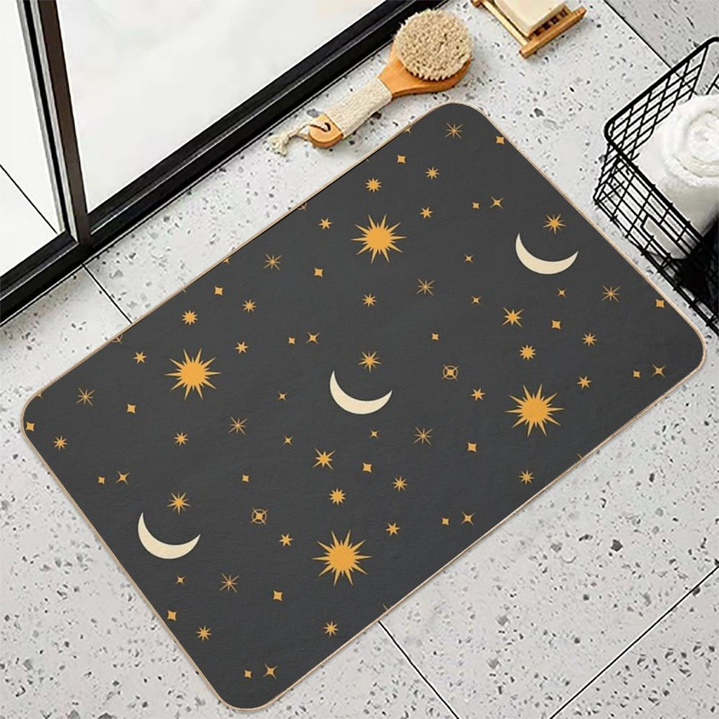Retro Celestial Pattern 01 - Black  Eco-Friendly Bath Mat