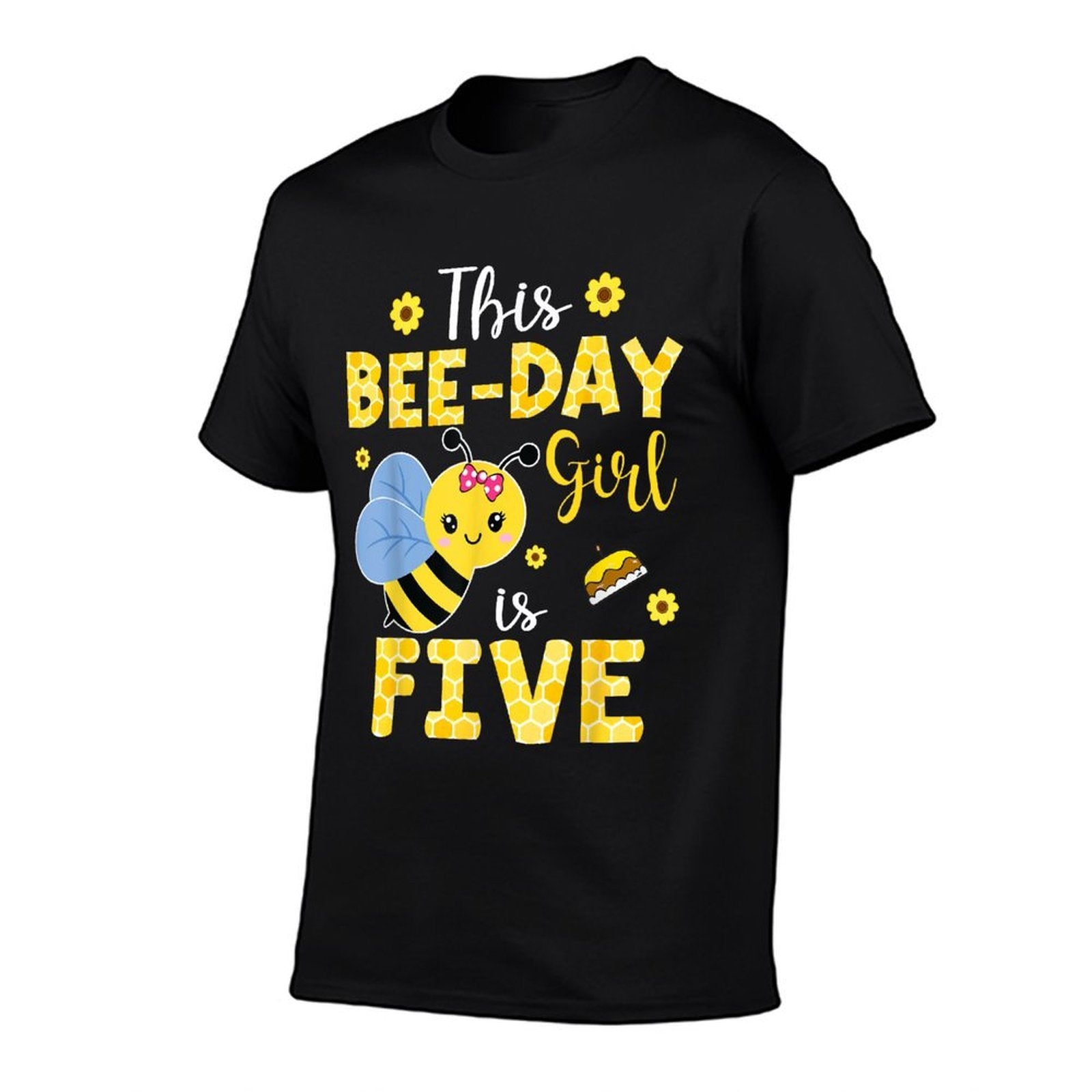 This Bee-Day Girl Is Five 5 Years Old 5th Birthday Kids  Oversized Silhouette T-Shirt