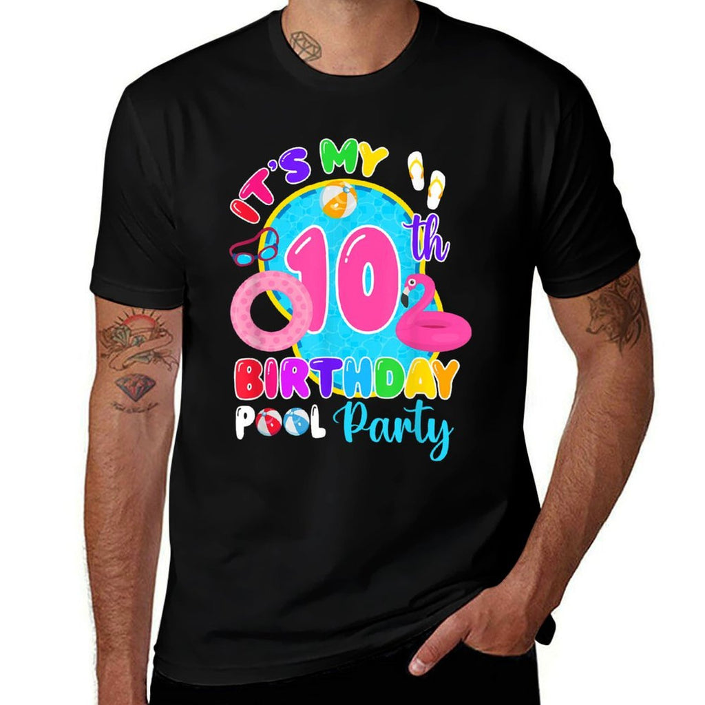Its My 10th Birthday Summer Pool Party 10 Years Old  Wrinkle-resistant T-Shirt