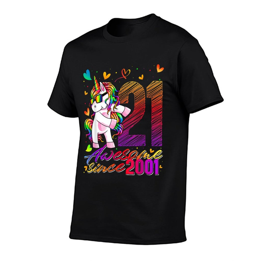 21 Years Old Unicorn Flossing 21st Birthday Unicorn Party  Rolled Sleeves T-Shirt