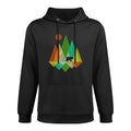 Geometric Mountains And Bear Nature Cotton-Polyester Blend Hoodie