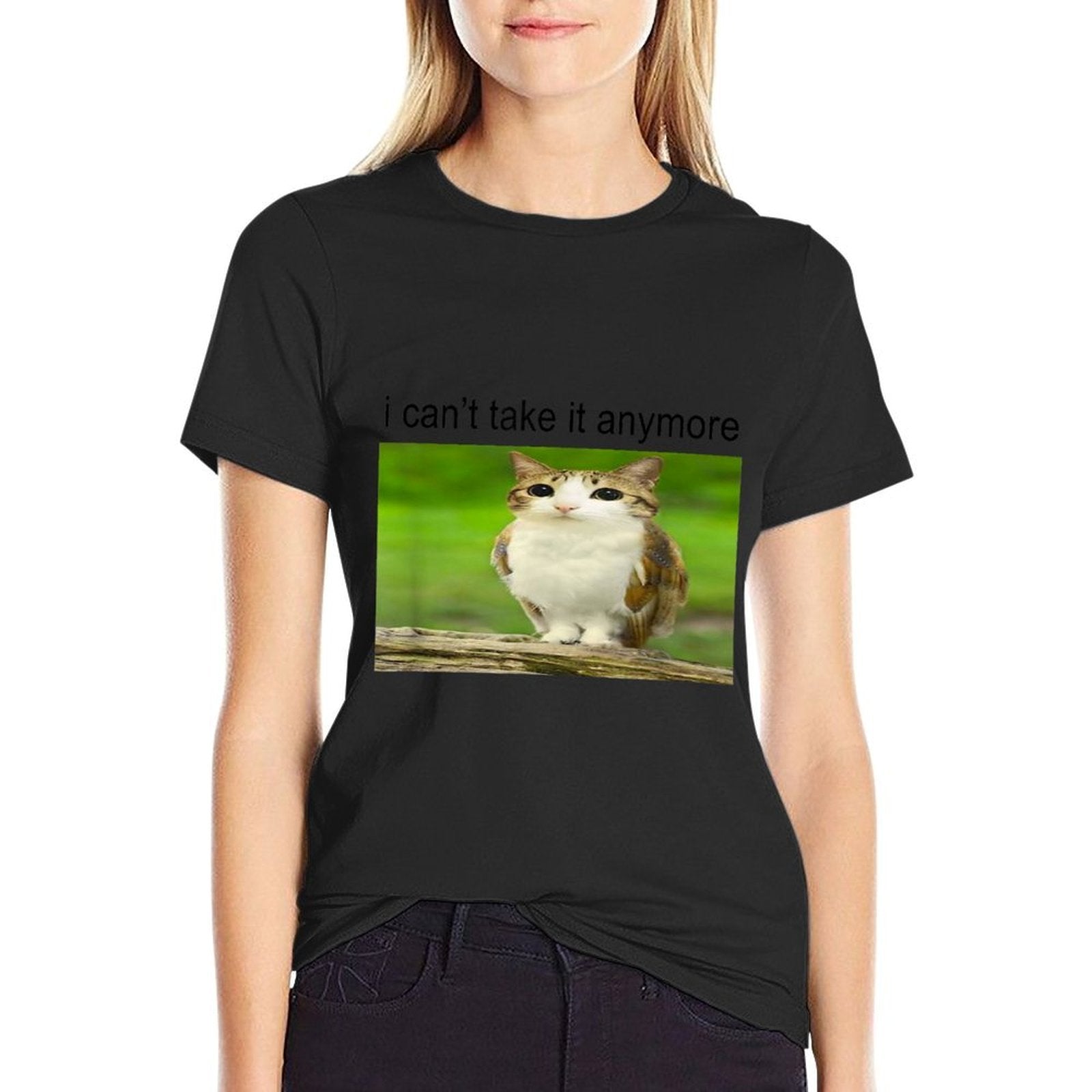 Silly Owl Cat Meme I Cant Take It Anymore  Trendy Pattern T-Shirt