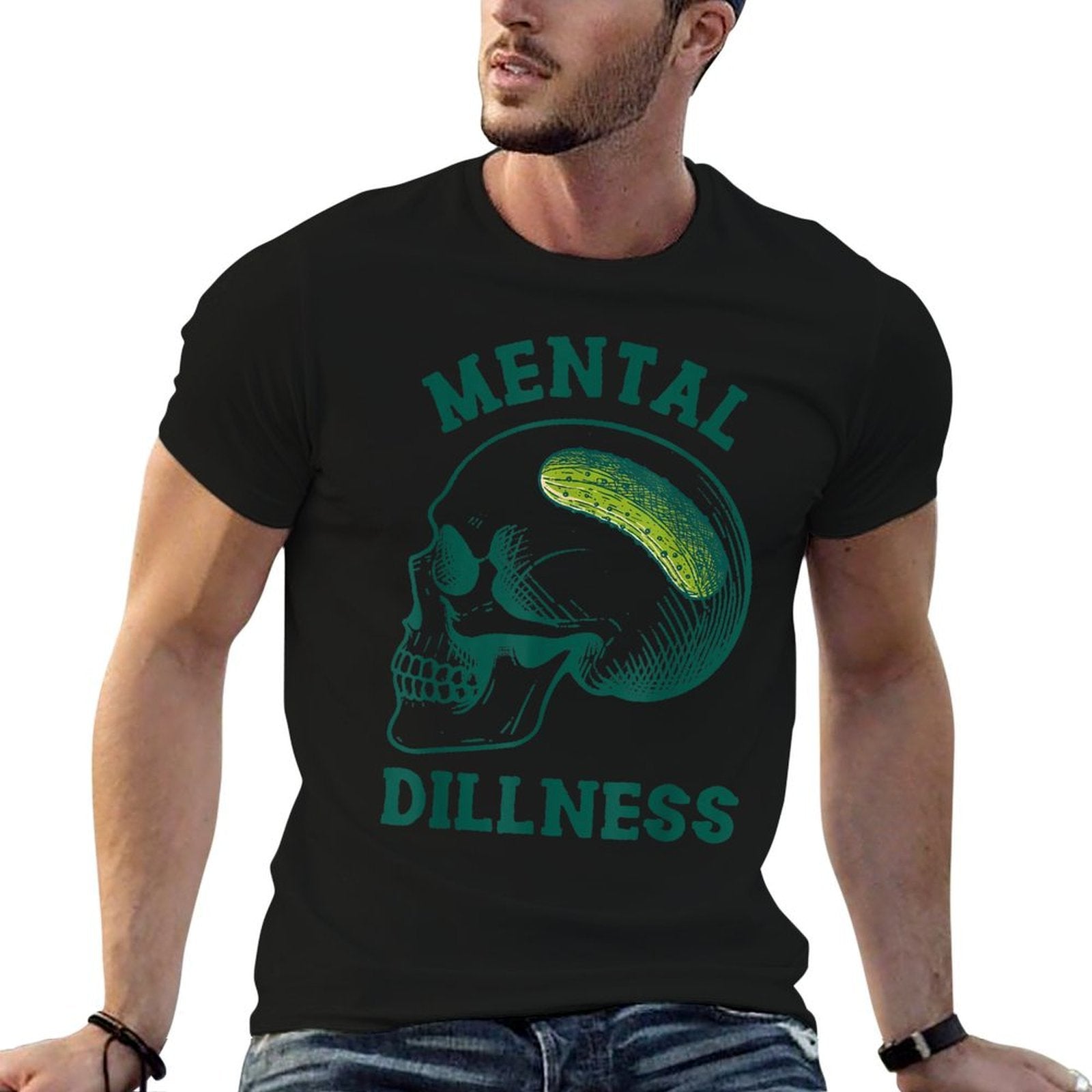 Pickle Lover Pickle Skull Pickle Queen Mental A Dillness  Graphic-printed T-Shirt