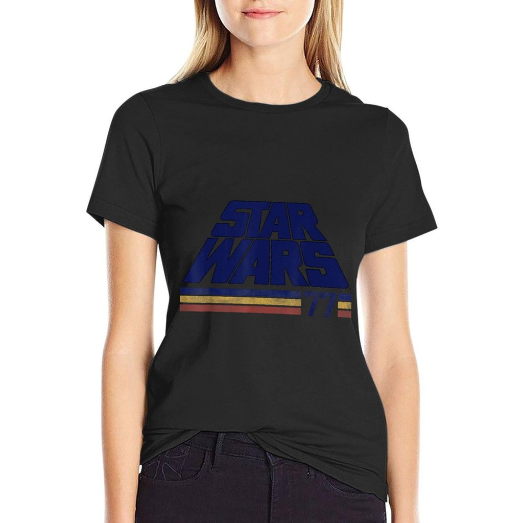 Star Wars Classic Retro Slanted Logo Striped 77  Breathable T-Shirt