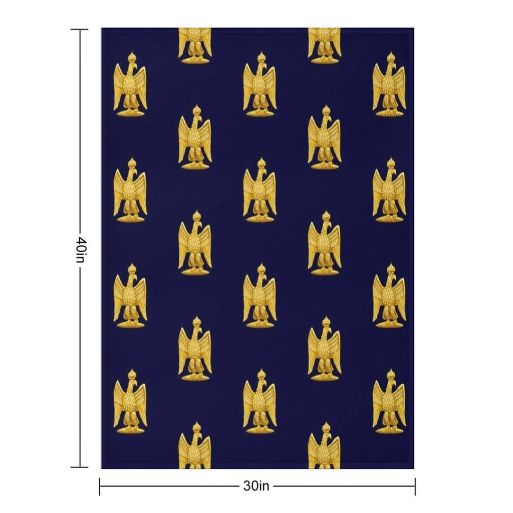 Napoleonic Imperial Eagle Blue Plush Throw Blanket