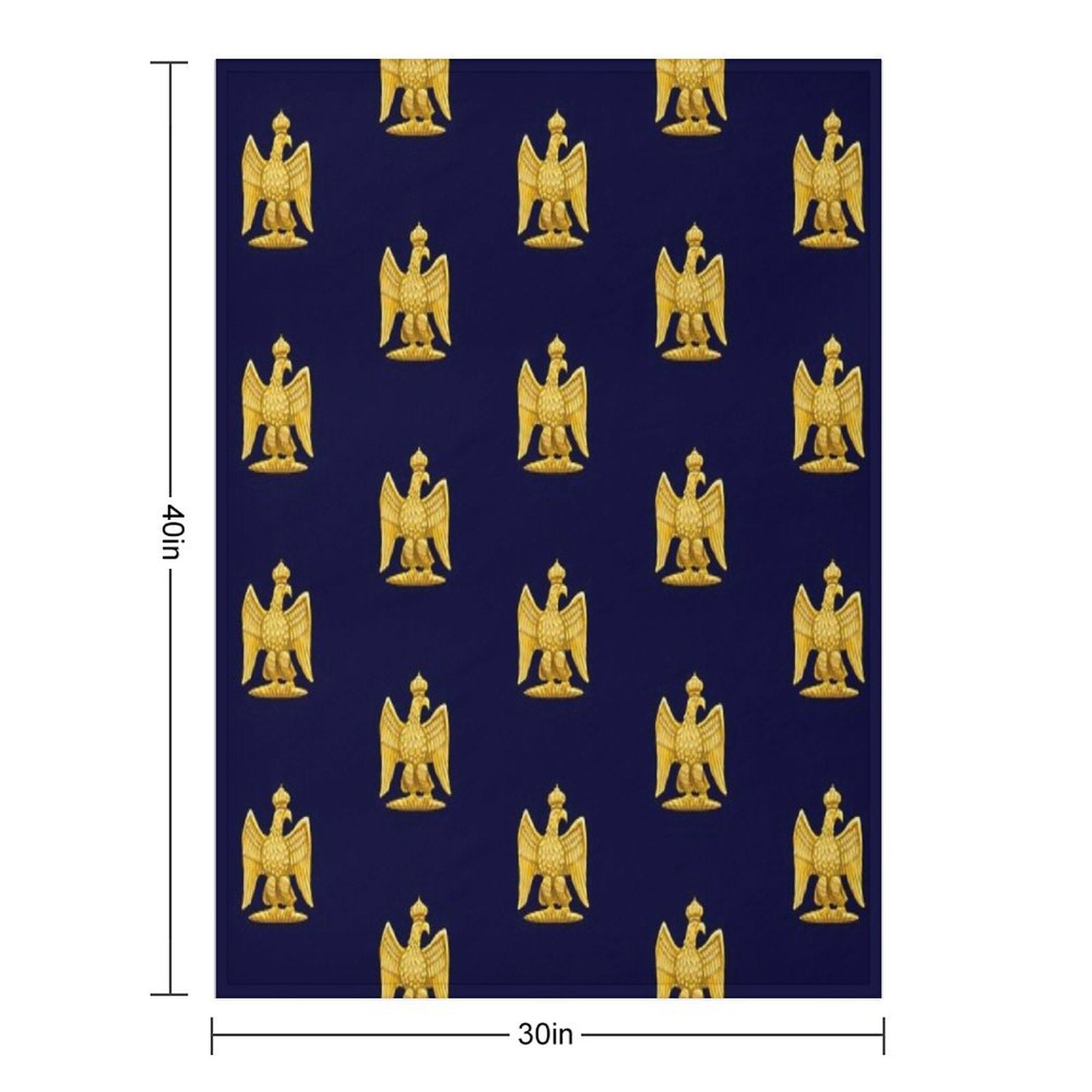 Napoleonic Imperial Eagle Blue Plush Throw Blanket
