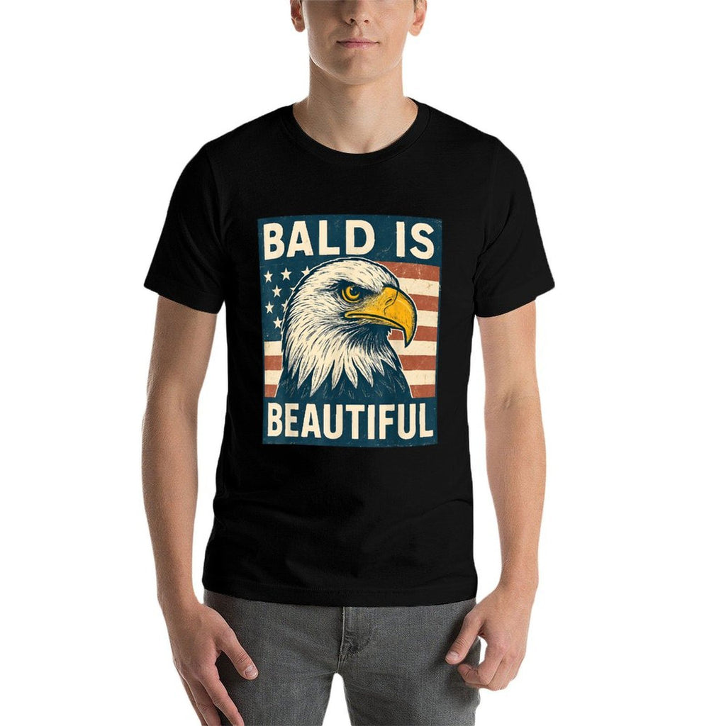 Bald Is Beautiful 4th of July American USA Bald Eagle  Oversized Silhouette T-Shirt
