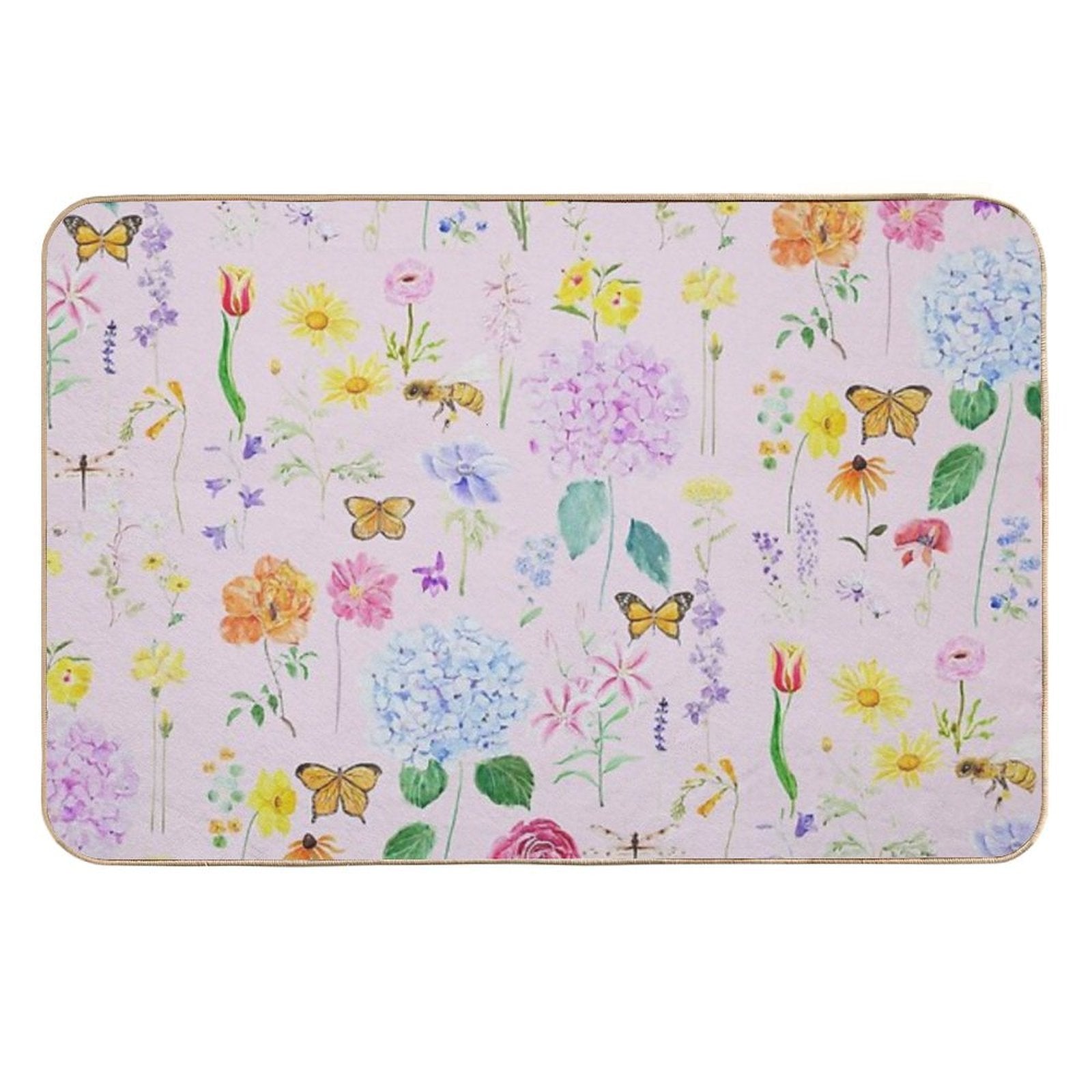Copy of Summer Garden Flowers  Oil Painting Effect Pink Background  Versatile Bath Mat