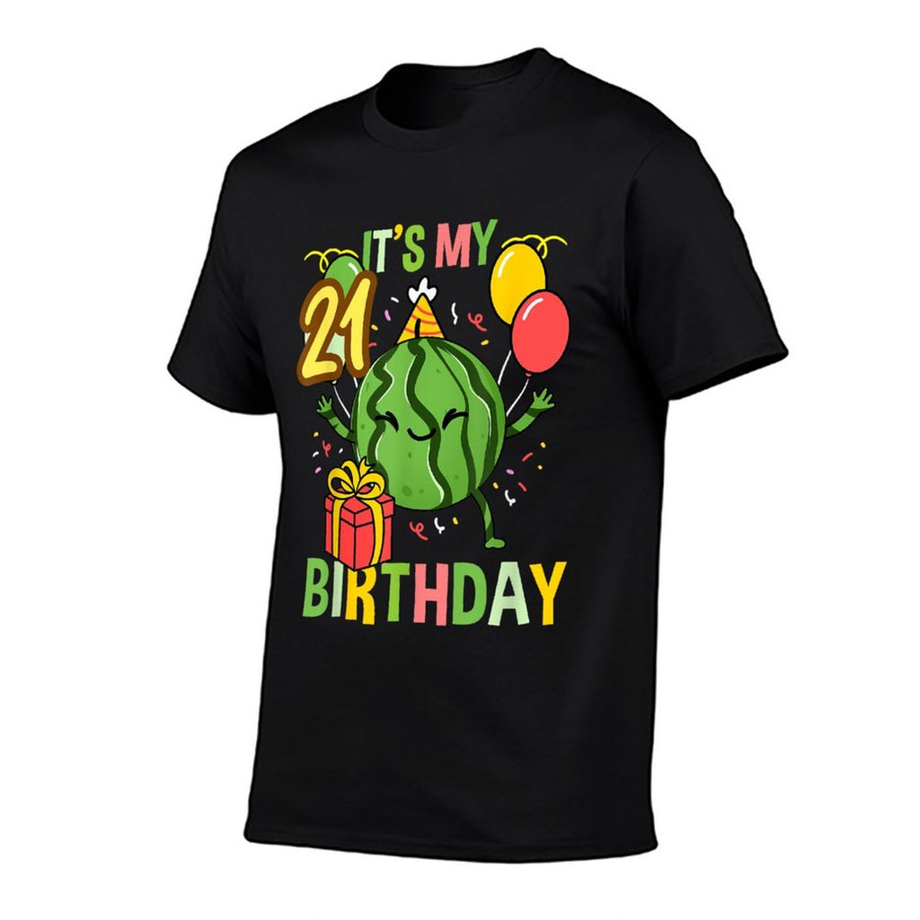 Its My 21st Birthday Watermelon Fruit  Oversized Silhouette T-Shirt