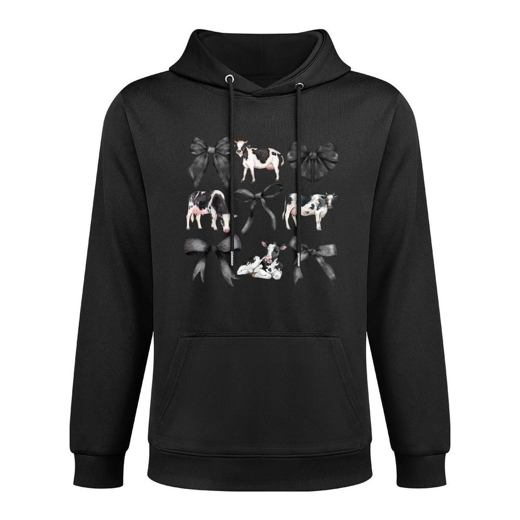 Kristen Michael Coquette Cows, Cows And Bows, Watercolor, Holsteins, Small, Grey Moisture-Wicking Hoodie