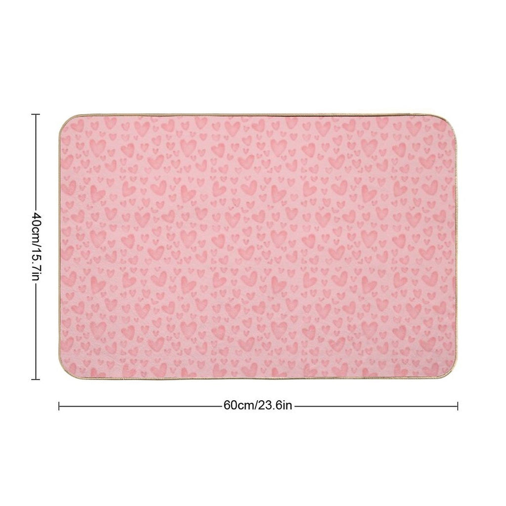 Cute Sweet Pink Hearts As Romantic Seamless Pattern Background Backdrop Wallpaper, Illustration of Love for Valentine's Day Durable Bath Mat