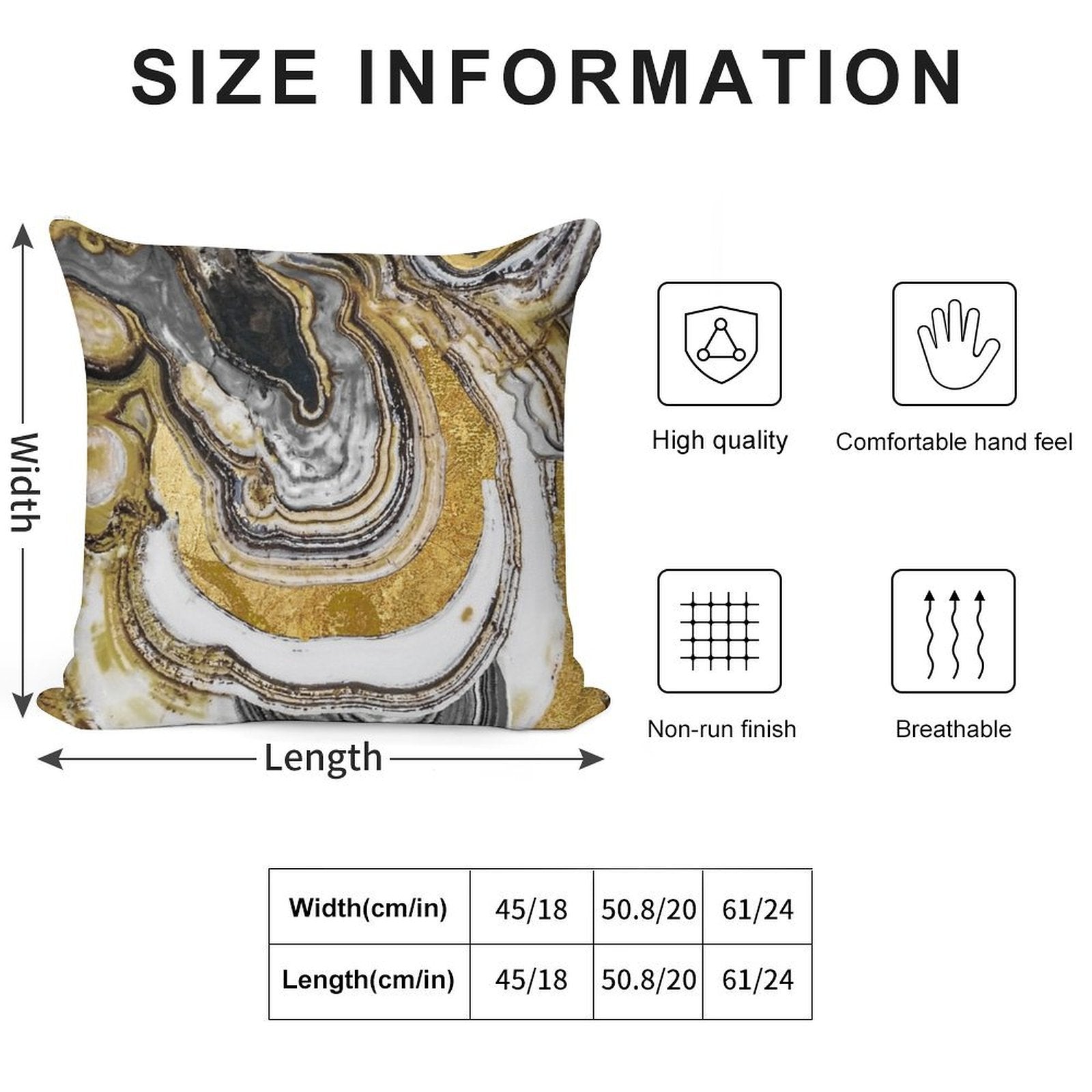 Stone Prose Gold Geode Soft Shrink-Resistant Throw Pillow