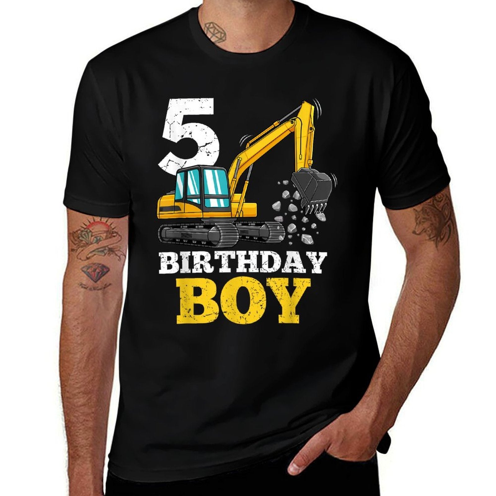 5 Years Old Birthday Boy Gift Construction Birthday Party  Quick-drying T-Shirt