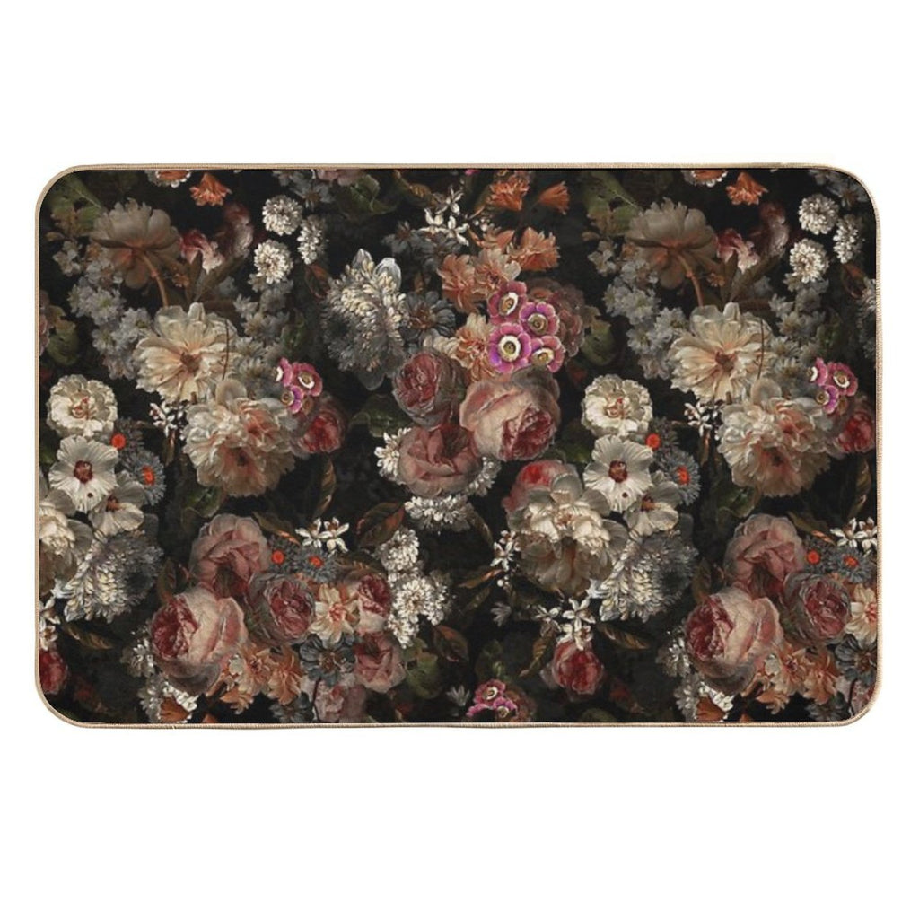 Flemish Masters - Vintage Midnight Botanical Garden Pattern NightGarden  Toxin-Free Bath Mat