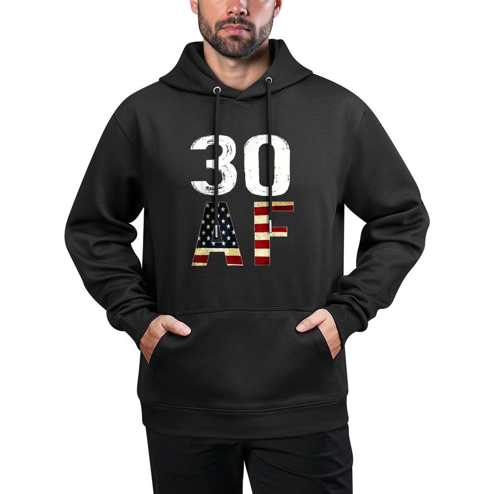 30 AF 30th Birthday American Flag Colorfast Hoodie