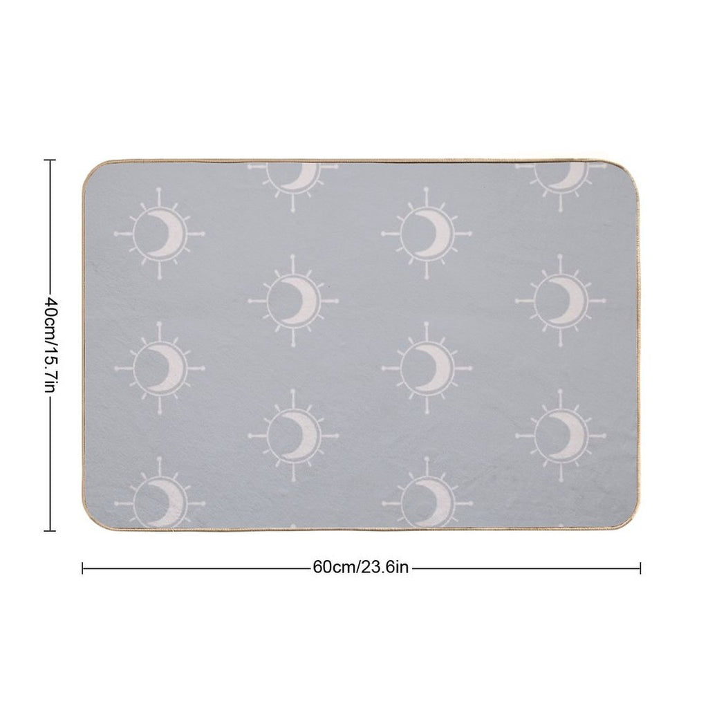 Cosmic Sun And Moon Design Soft Aesthetic In Muted Colors Stone Blue  Long-Lasting Bath Mat