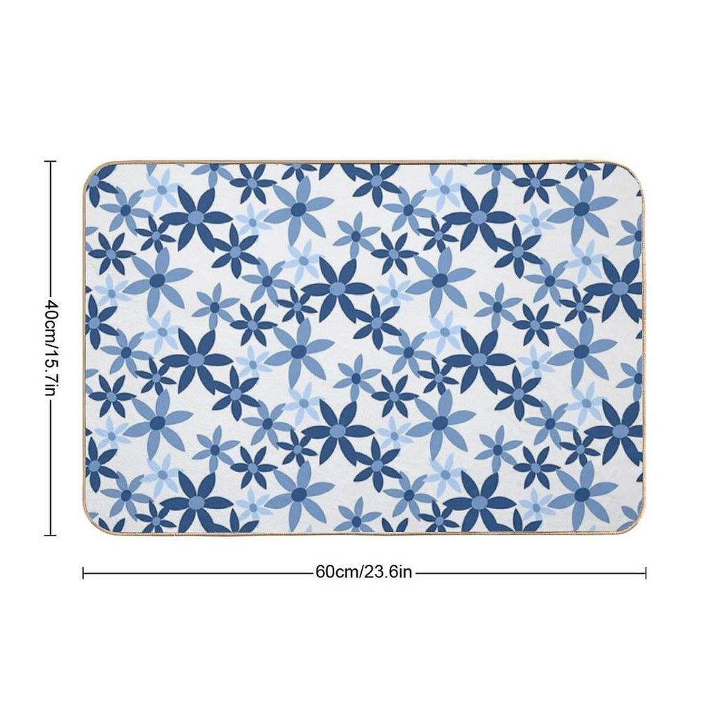 Star Flowers - Blue  Odorless Bath Mat