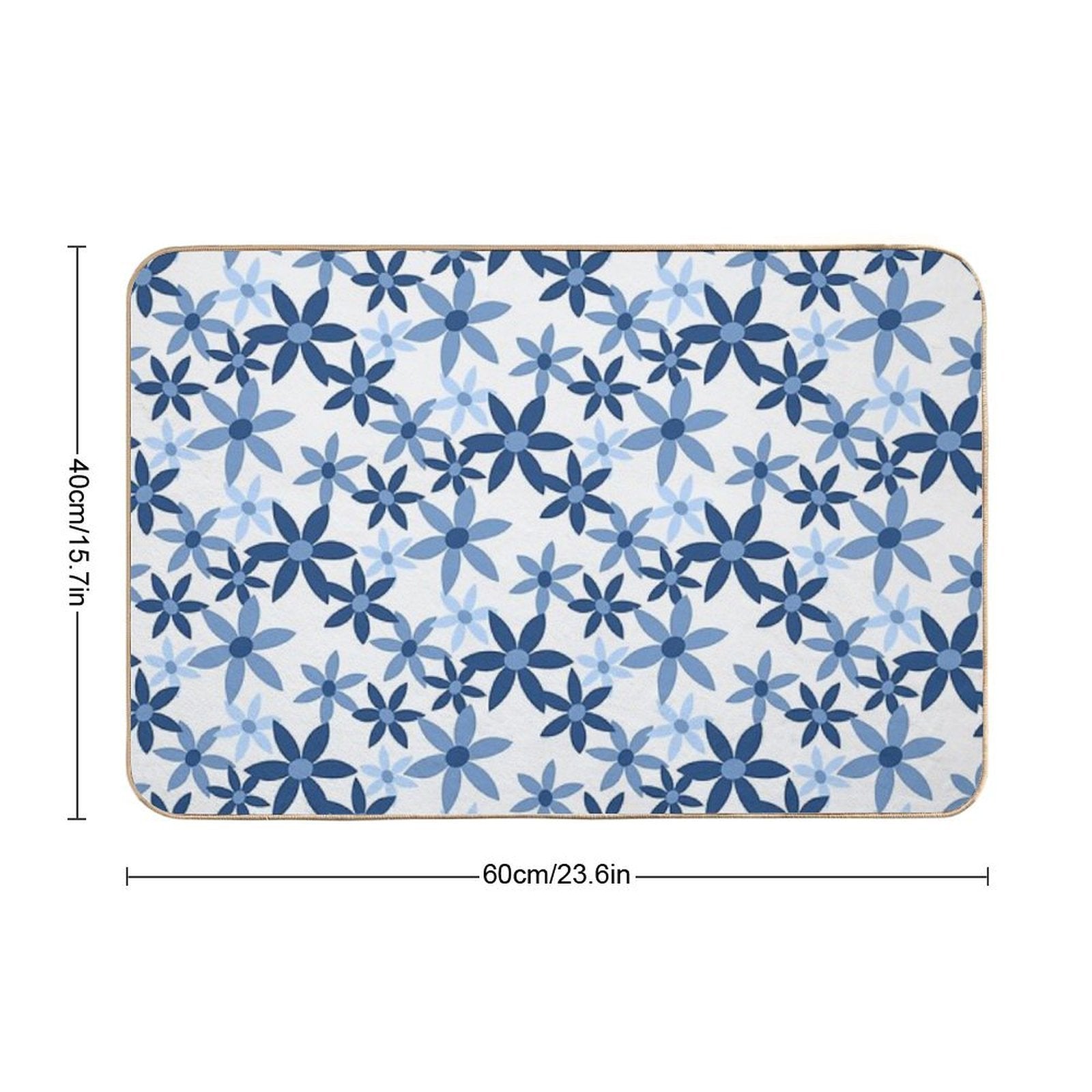 Star Flowers - Blue  Odorless Bath Mat