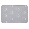 Cute Sun And Moon Design Boho Aesthetic In Muted Colors Stone Blue  Slip-Resistant Bath Mat