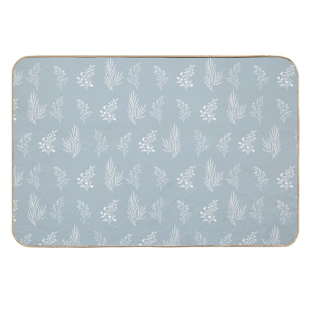 Seamless Isolated Silhouette Pattern of Tree Branches with Leaves.  Fade-Resistant Bath Mat
