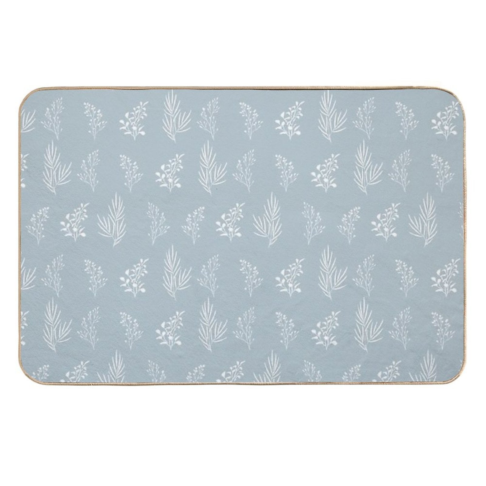 Seamless Isolated Silhouette Pattern of Tree Branches with Leaves.  Fade-Resistant Bath Mat