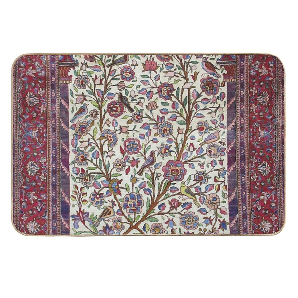 Antique Persian Silk Kashan Rug Print  Long-Lasting Bath Mat