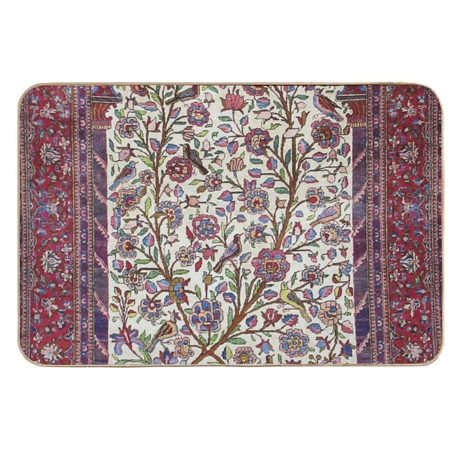 Antique Persian Silk Kashan Rug Print  Long-Lasting Bath Mat