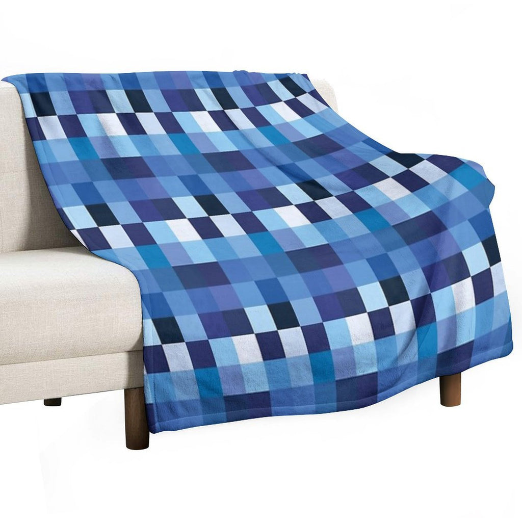 Squares Shades of Azure Eco-conscious Throw Blanket