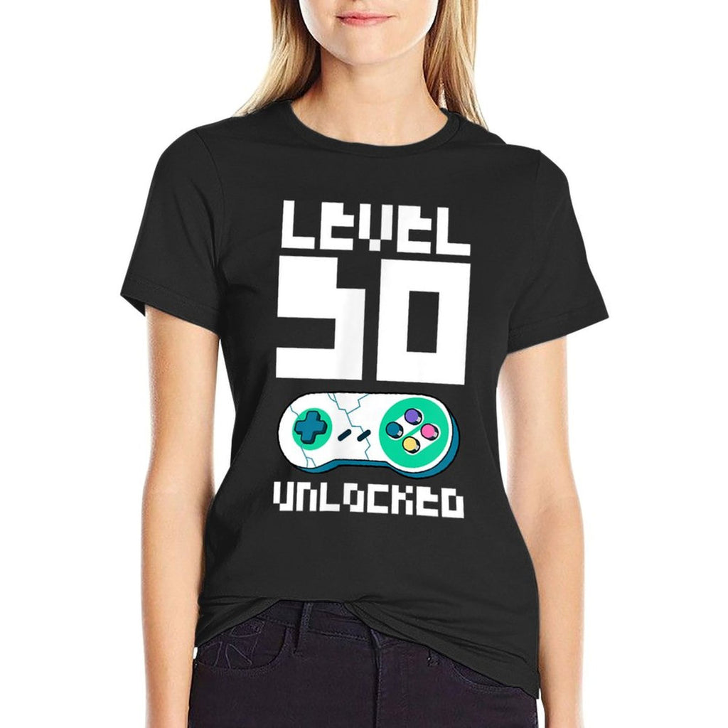 Level 50 Unlocked  50th Birthday Gift for 50 Year Old Gamer Comfortable T-Shirt