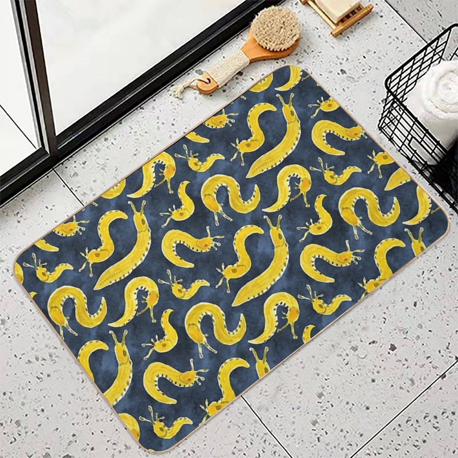 SLUG PARTY Banana Slug Print  Anti-Trip Bath Mat