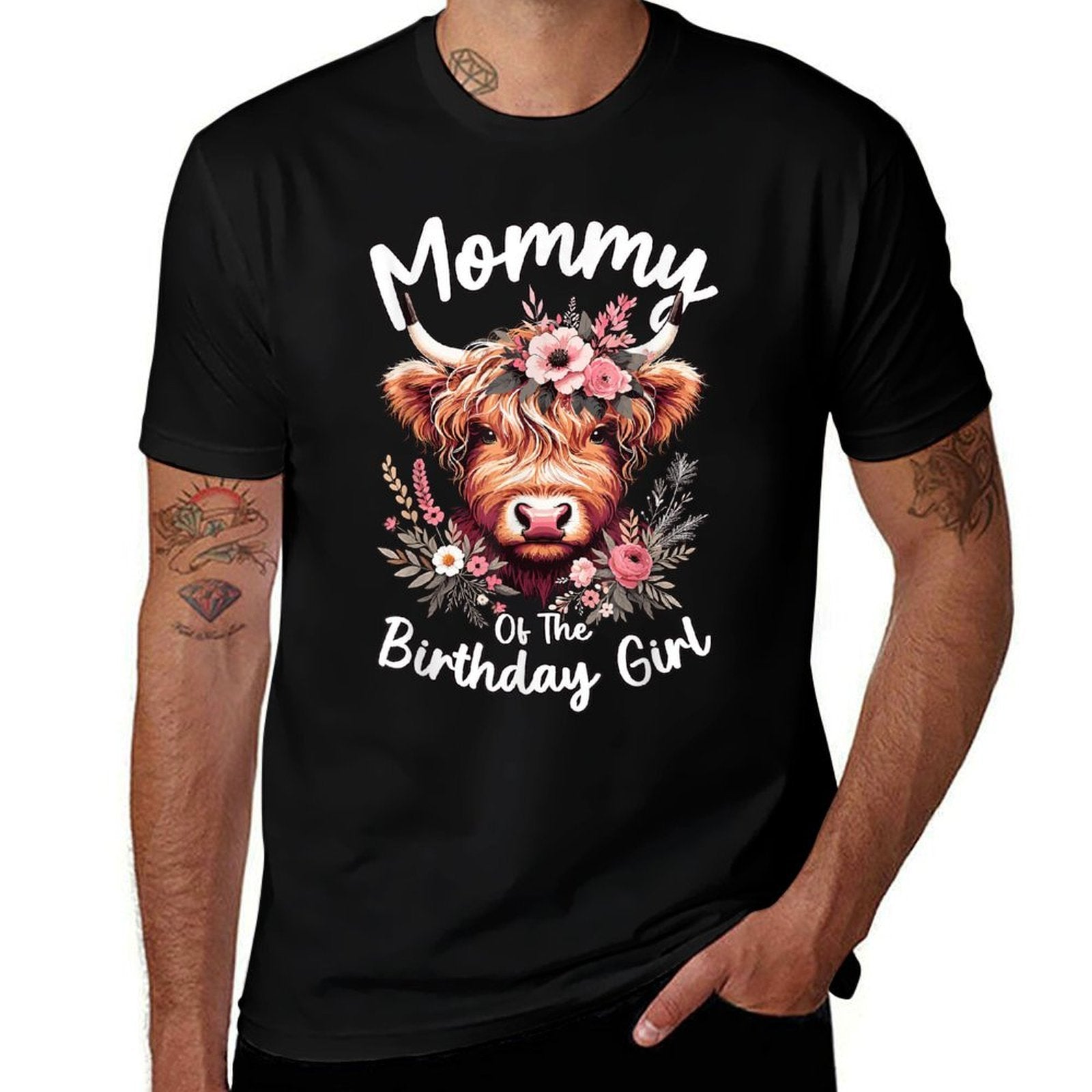 Mommy Of The Birthday Girl Highland Cow  Relaxed-fit T-Shirt