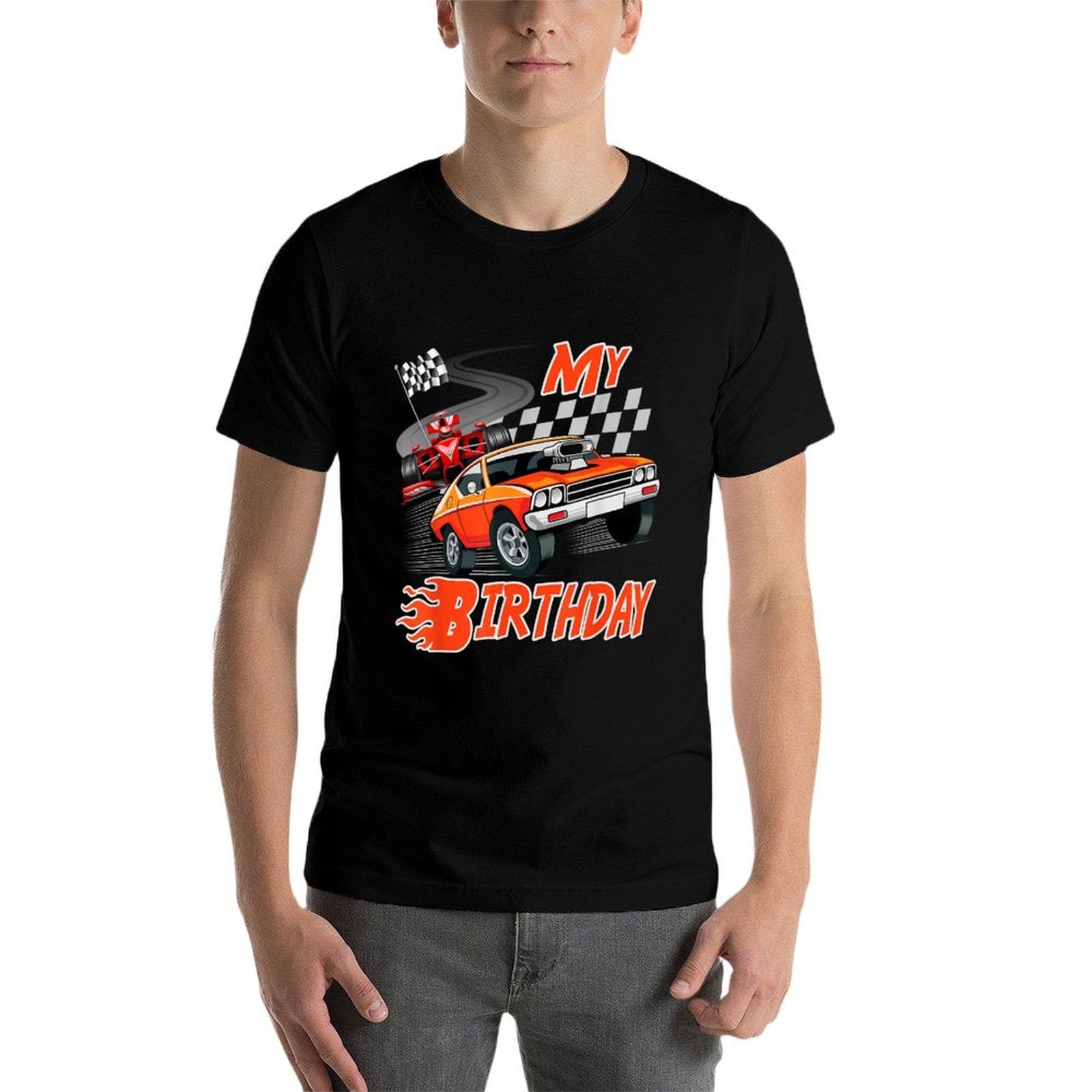 Fun My Birthday Race Car Boys Girls Youth Men Women Racing  Slim-fit Cut T-Shirt