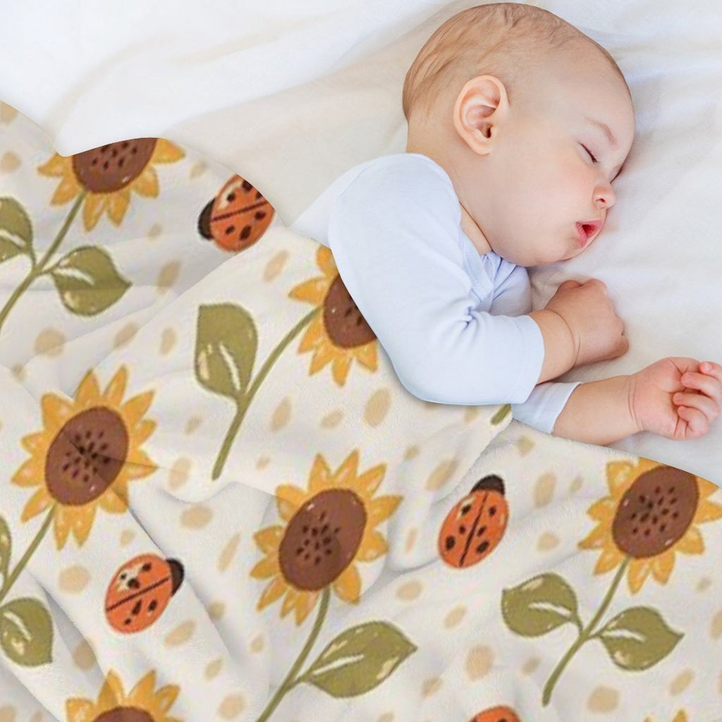 Sunflowers And Ladybugs Shrink-resistant Throw Blanket