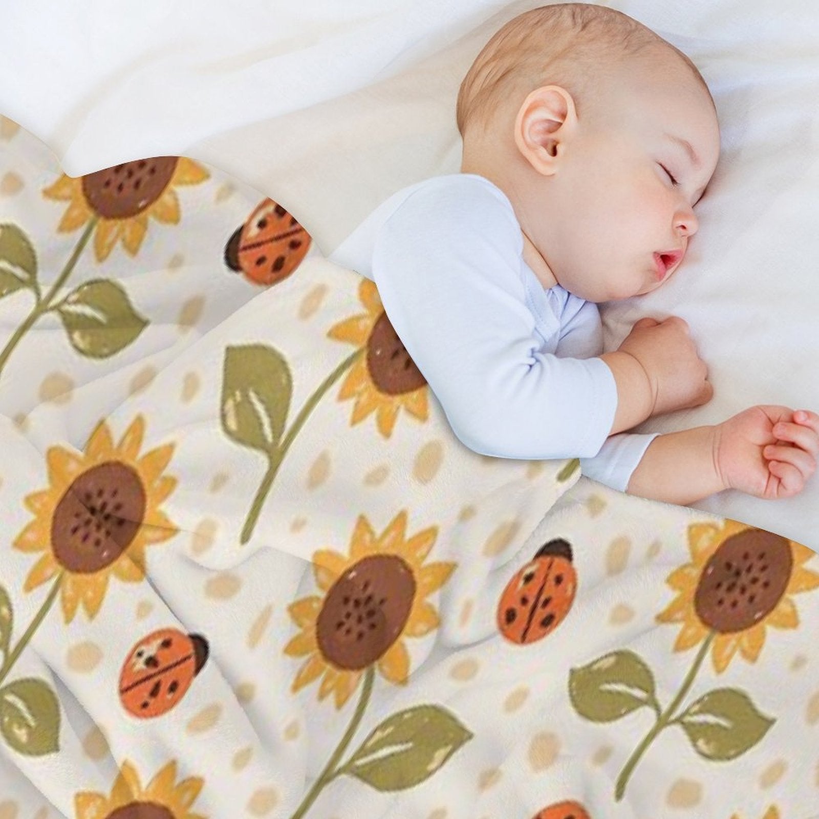Sunflowers And Ladybugs Shrink-resistant Throw Blanket