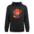 Kawaii Samurai Fox with Swords And Sakura Blossoms Cotton-Polyester Blend Hoodie