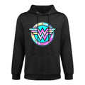 DC Comics Wonder Woman Rainbow Tie Dyed Superhero Badge Medium-Weight Fabric Hoodie