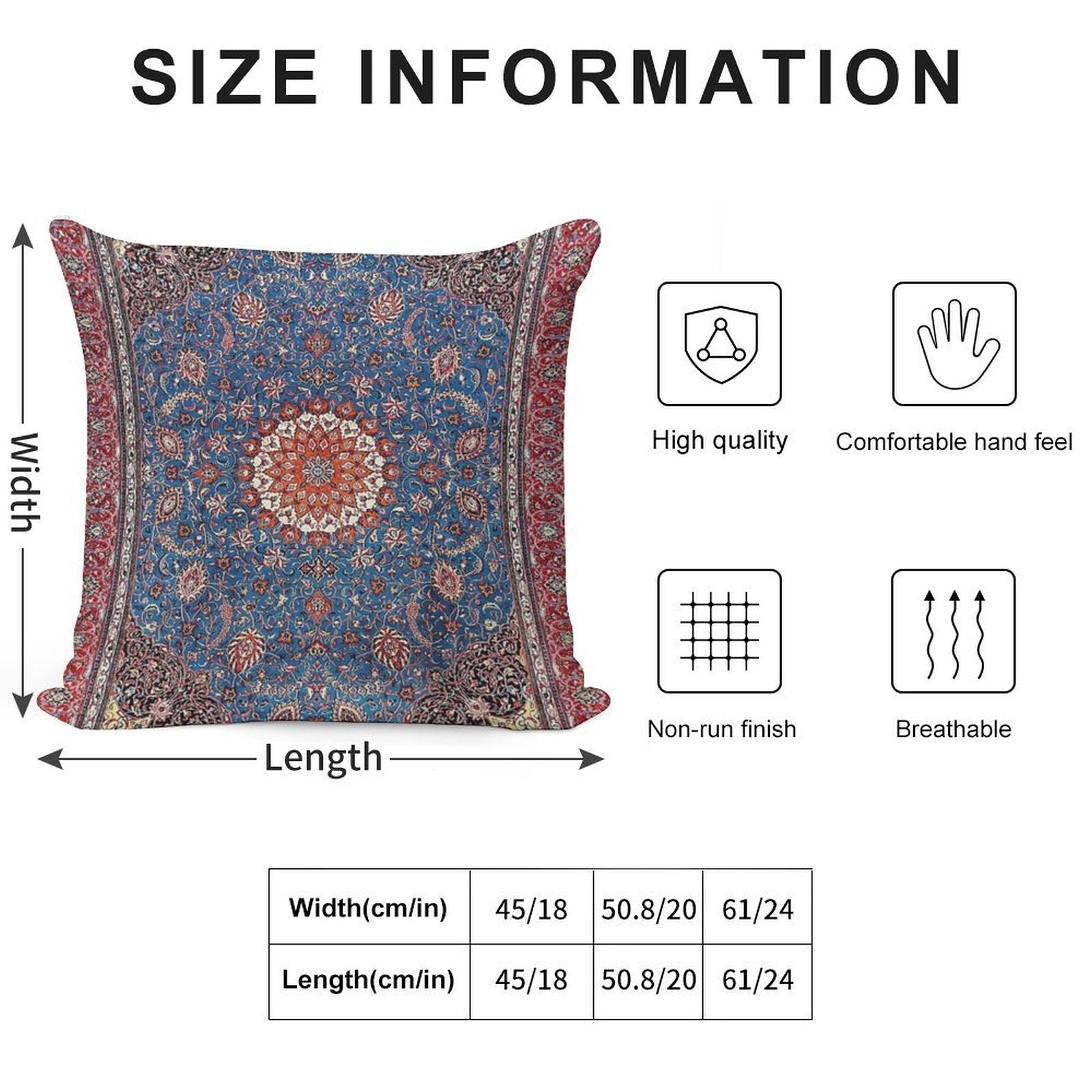 Sarouk Antique Persian Rug Print Soft Decorative Cover Throw Pillow