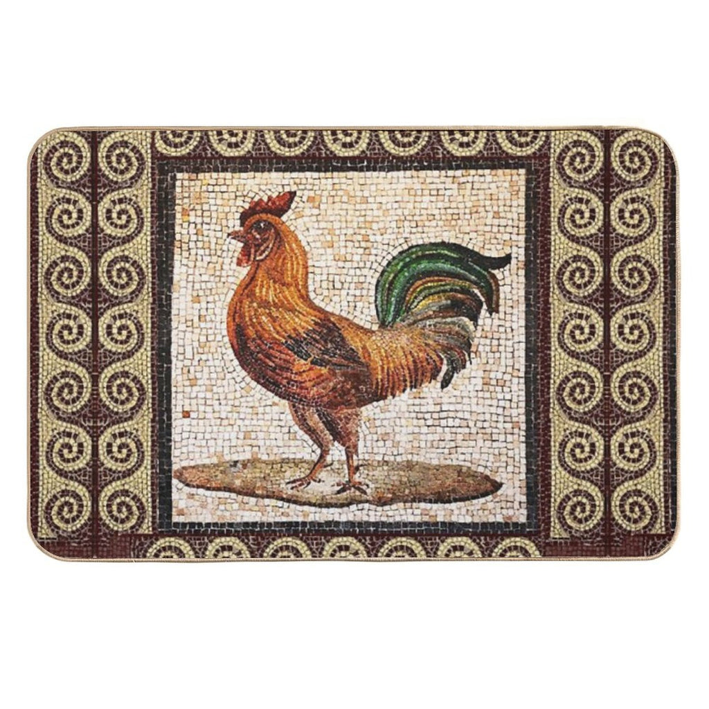 ANTIQUE ROMAN MOSAICS , ROOSTER  Easy Maintenance Bath Mat
