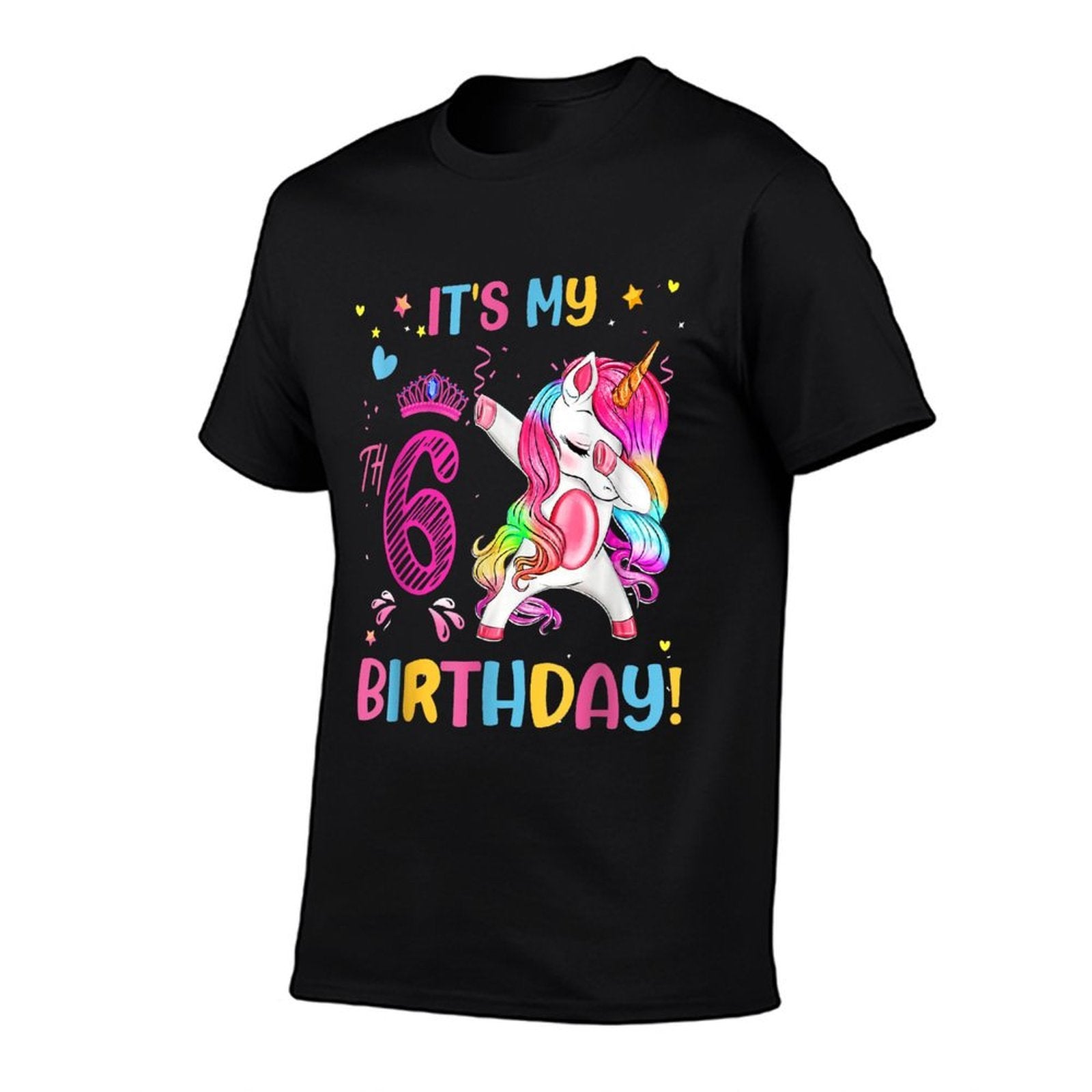 It's My 6th Birthday Unicorn Girls Funny 6 Year Old Birthday  Rolled Sleeves T-Shirt