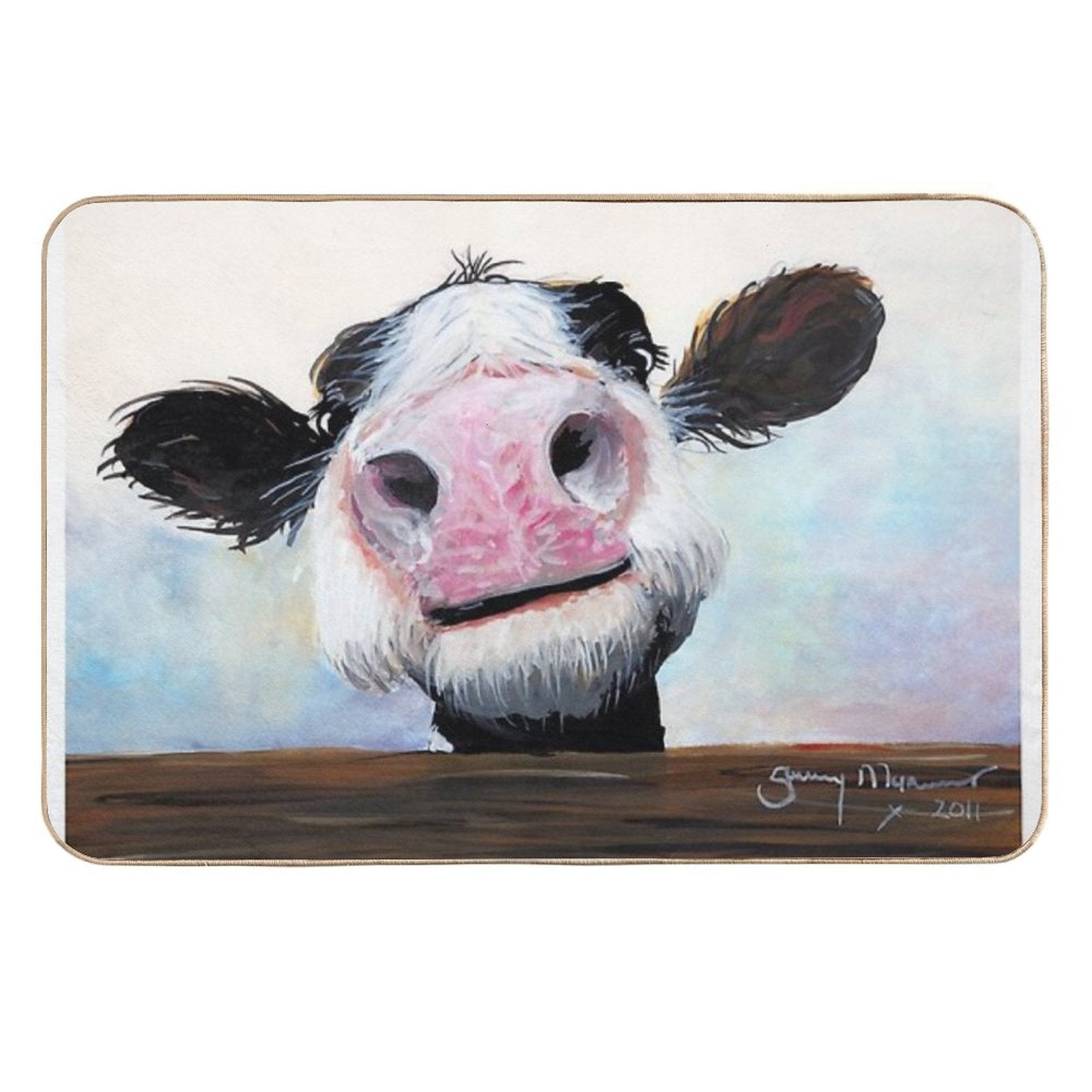 NOSEY COW 'HEY! HOW'S IT GOIN'' BY SHIRLEY MACARTHUR  Easy To Clean Bath Mat