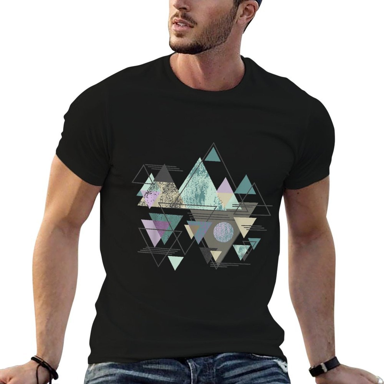 Funny Geometric Mountain Abstract Geometry Outdoor Gifts  Stretchy T-Shirt