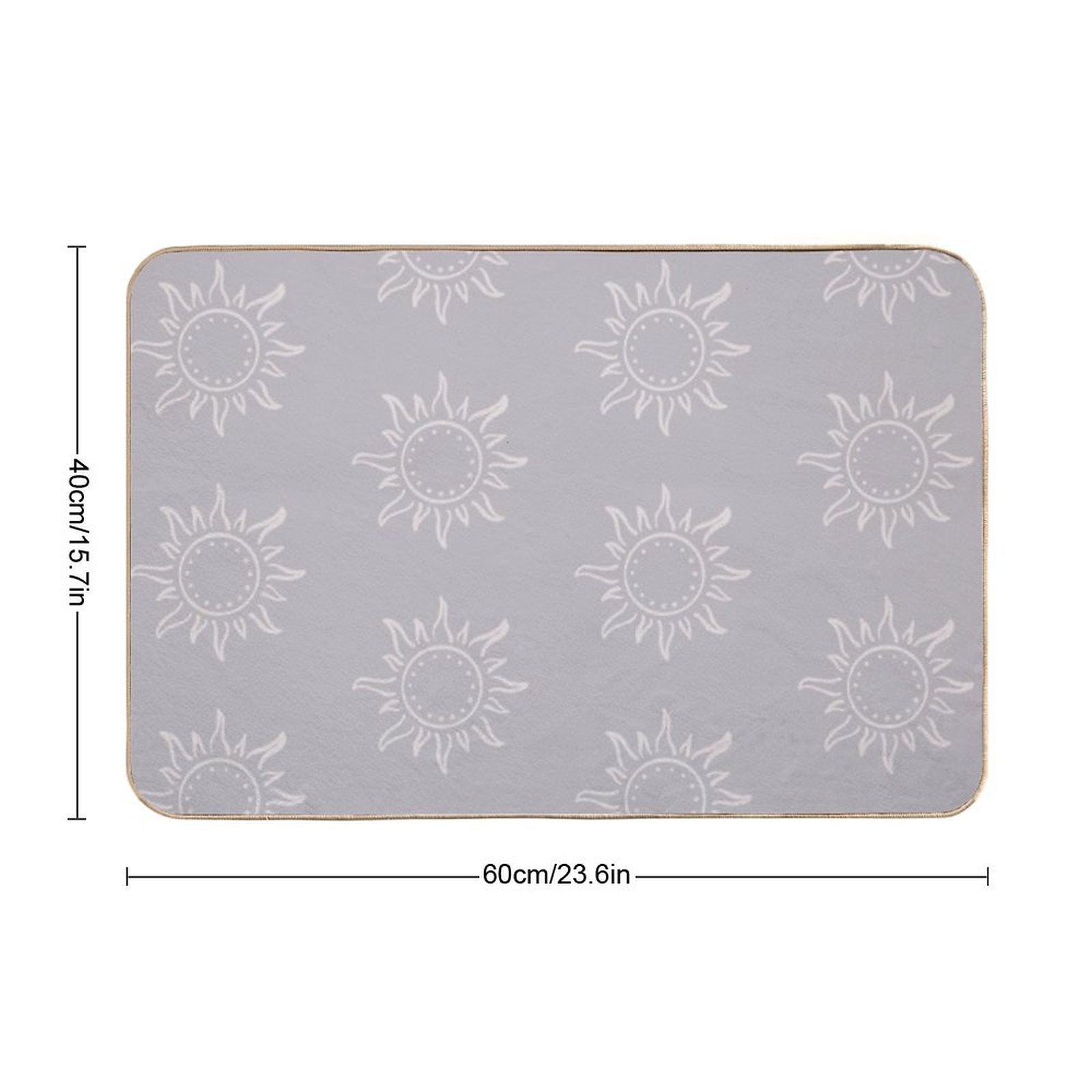 Cute Boho Sun Pattern Bohemian Aesthetic In Muted Colors Blue Gray Durable Bath Mat