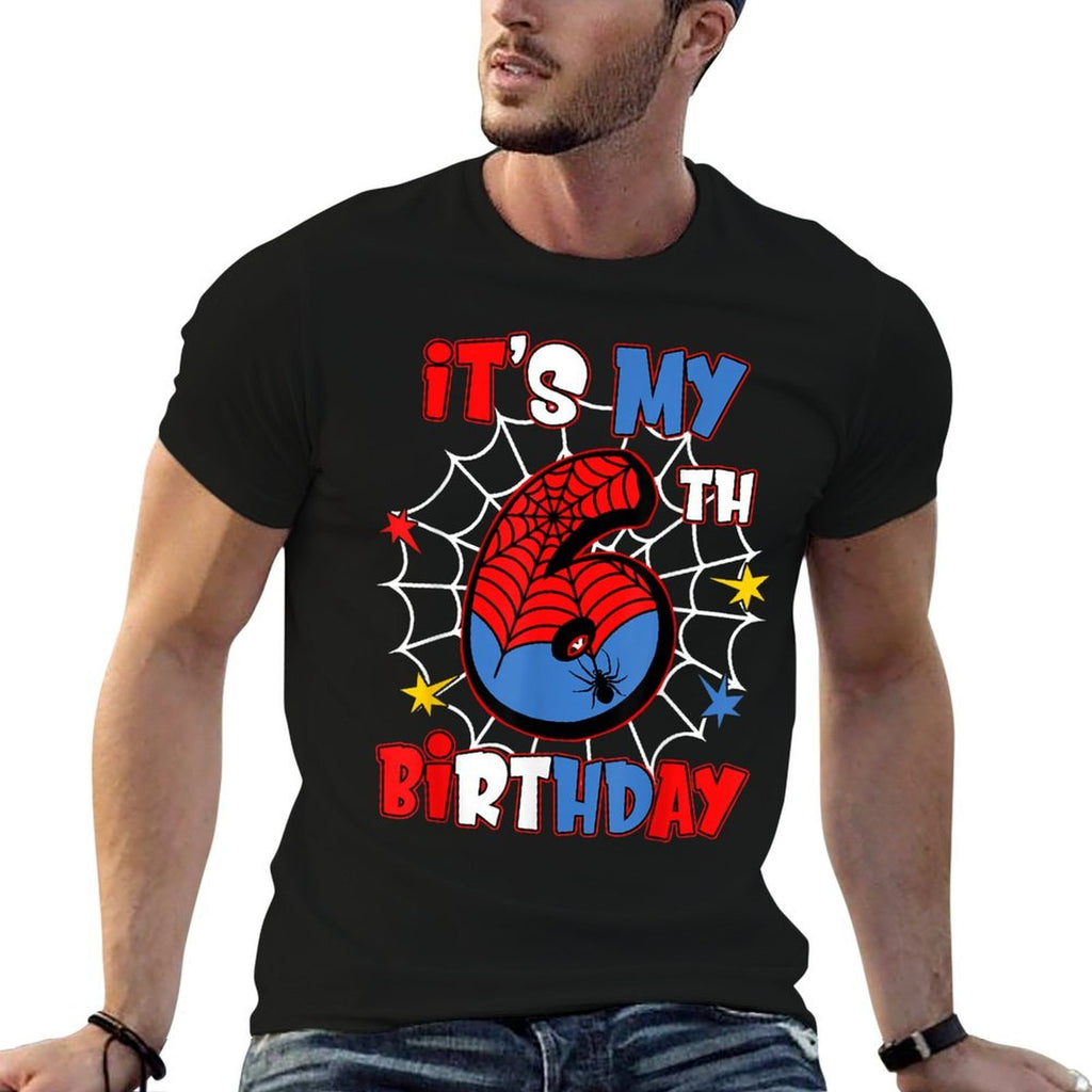 Kids It's My 6th Birthday Spider Theme Party 6 Years Old  Quick-drying T-Shirt
