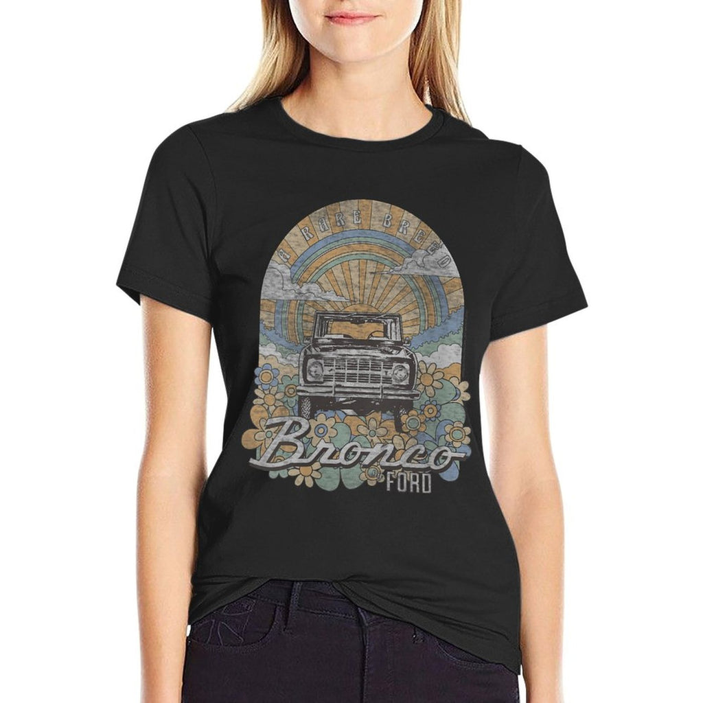 Womens Ford - Bronco A Rare Breed Retro Flowers And Sun  Odor-resistant T-Shirt