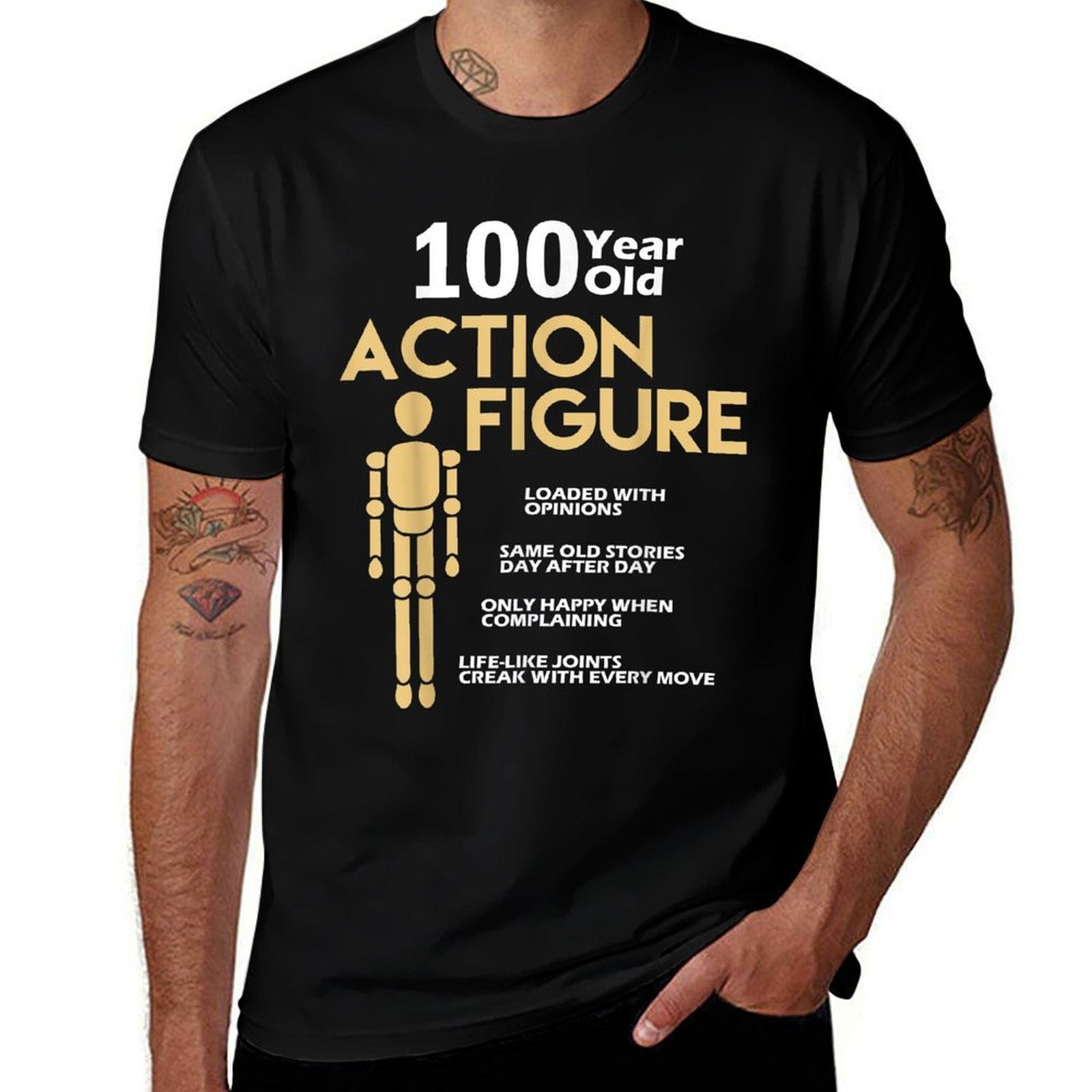 Funny 100 Years Old Action Figure 100th Birthday  Affordable Price T-Shirt