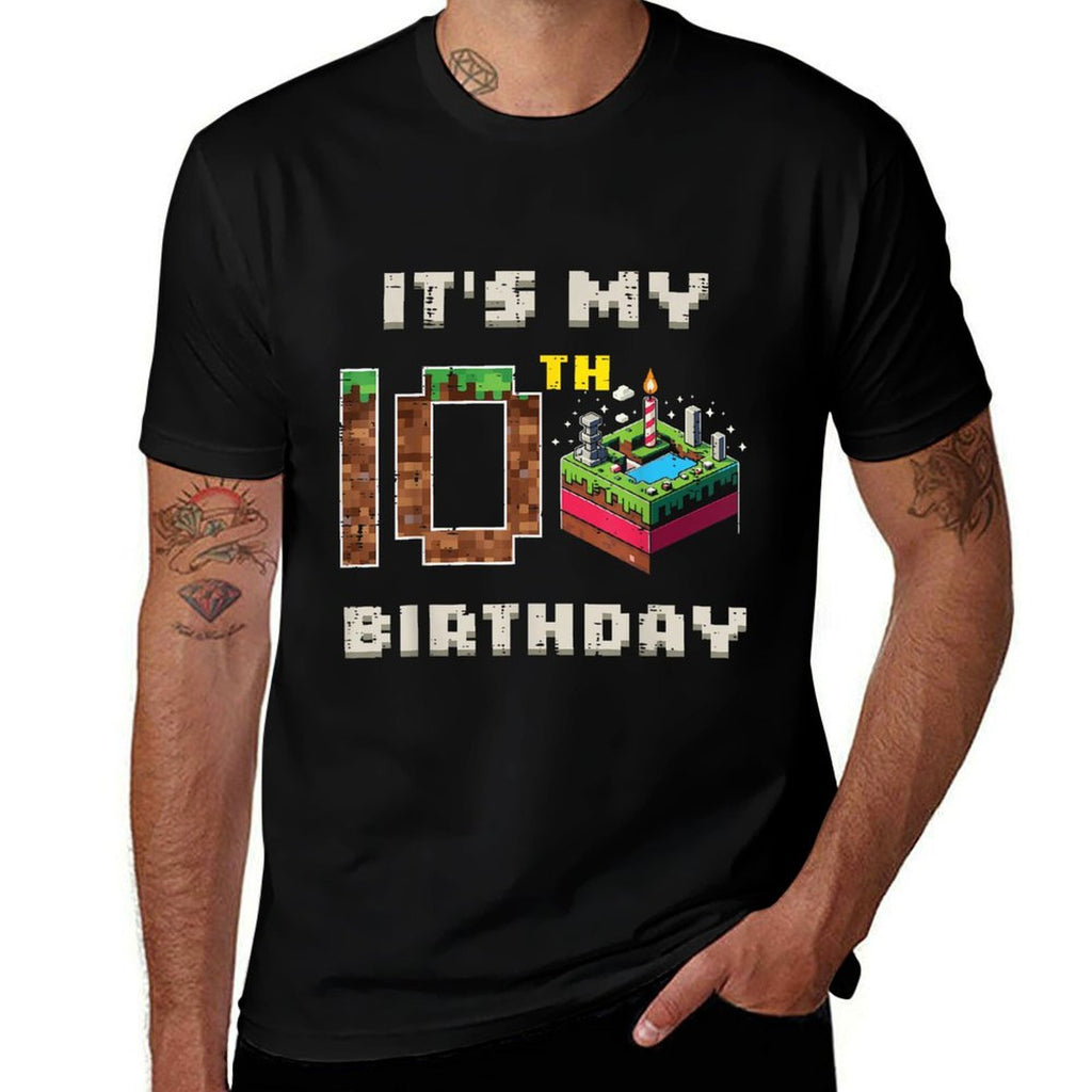 My 10th Birthday Pixel Game 10 Cake Gamer Boys Kid Youth  Vintage-inspired T-Shirt