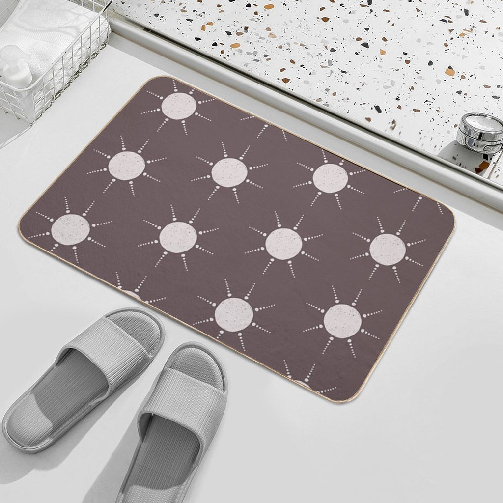Pretty Polka Dots Sun Pattern Boho Aesthetic In Muted Colors Walnut Brown  Multi-Purpose Bath Mat