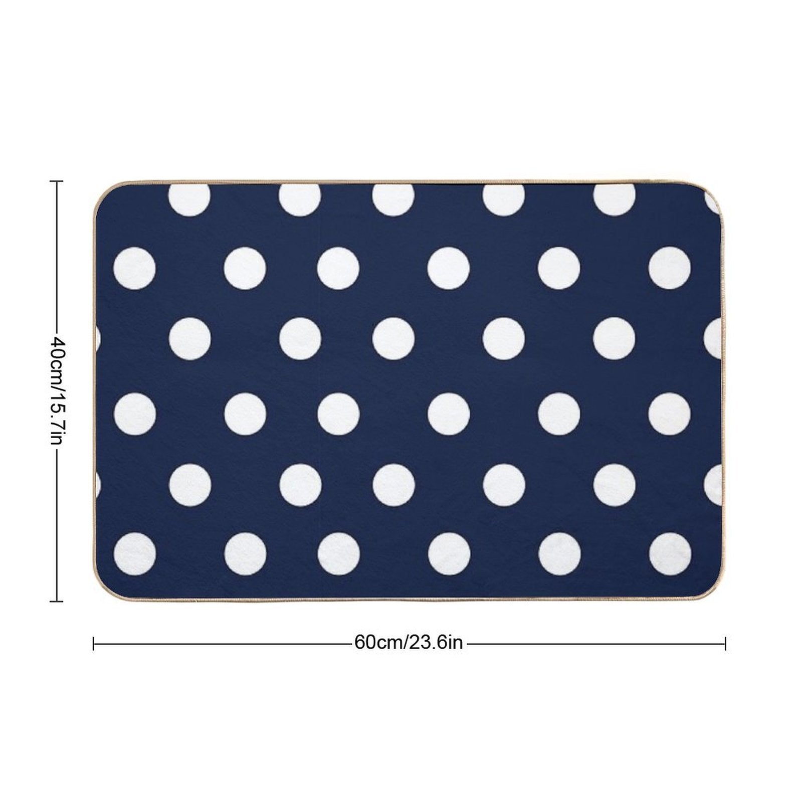 Navy Blue And White Large Polka Dot  Fade-Resistant Bath Mat