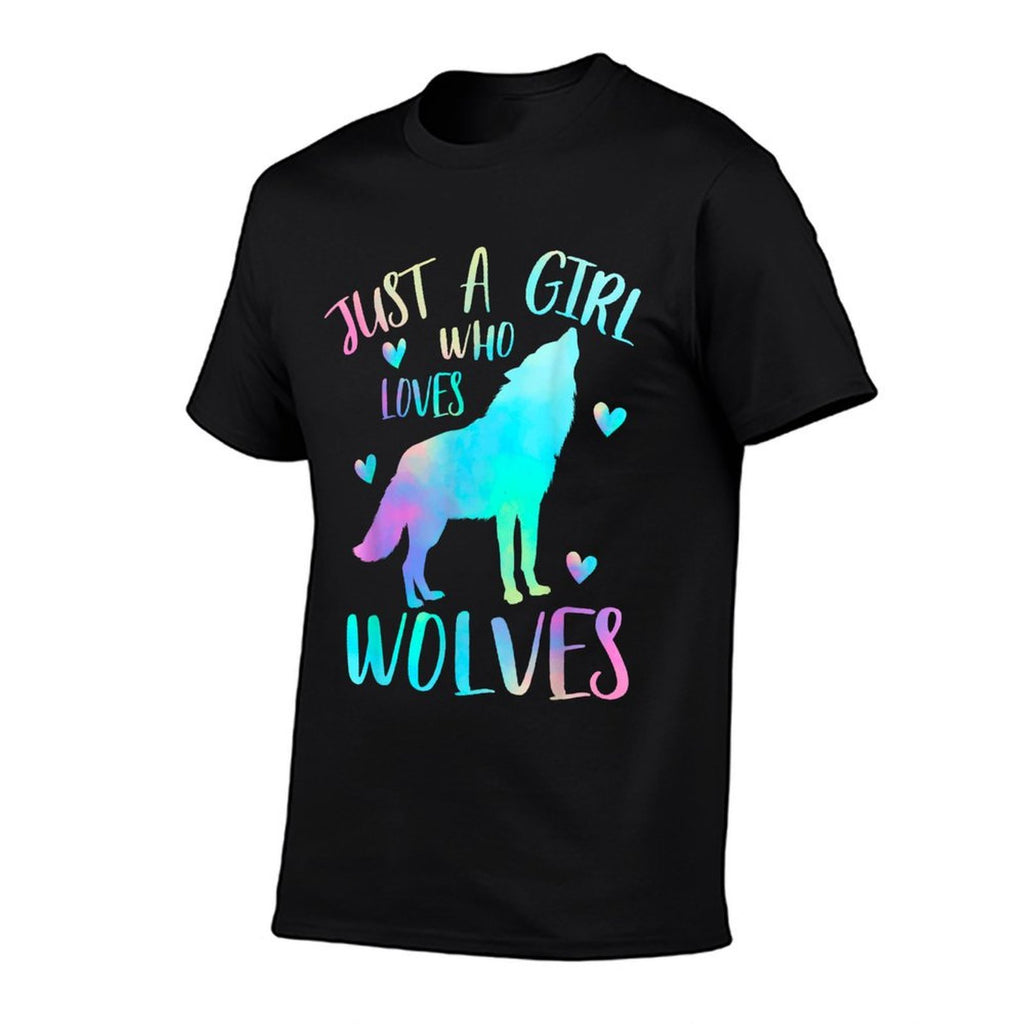 Just A Girl Who Loves Wolves Watercolor Cute Wolf Lover,Short Sleeve  Versatile T-Shirt
